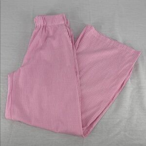 Studio Seven Designs Pants Wm Medium Pink Striped Wide Leg Pull On Elastic Waist